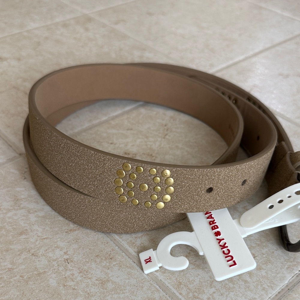 NWT Lucky Brand Tan Belt with Gold Studs